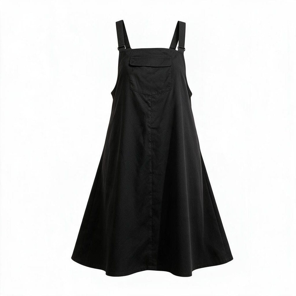 BloomChic Black Overall Pinafore Dress Womens Size 22-24 Bib Pocket A-Line